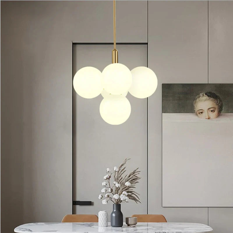Axyaa Nordic Glass Ball Pendant Lights: Modern LED Ceiling Decor.