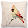 Axyaa Bird Watercolor Cotton Linen Cushion Cover- Hummingbird Goldfinch Chickadee Cardinal Kingfisher