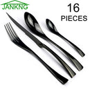Axyaa 16-Piece Black Stainless Steel Cutlery Set for Dining and Entertaining