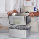 Axyaa Stainless Steel Rectangular Food Storage Tray with Drain, Ideal for Baking and Serving