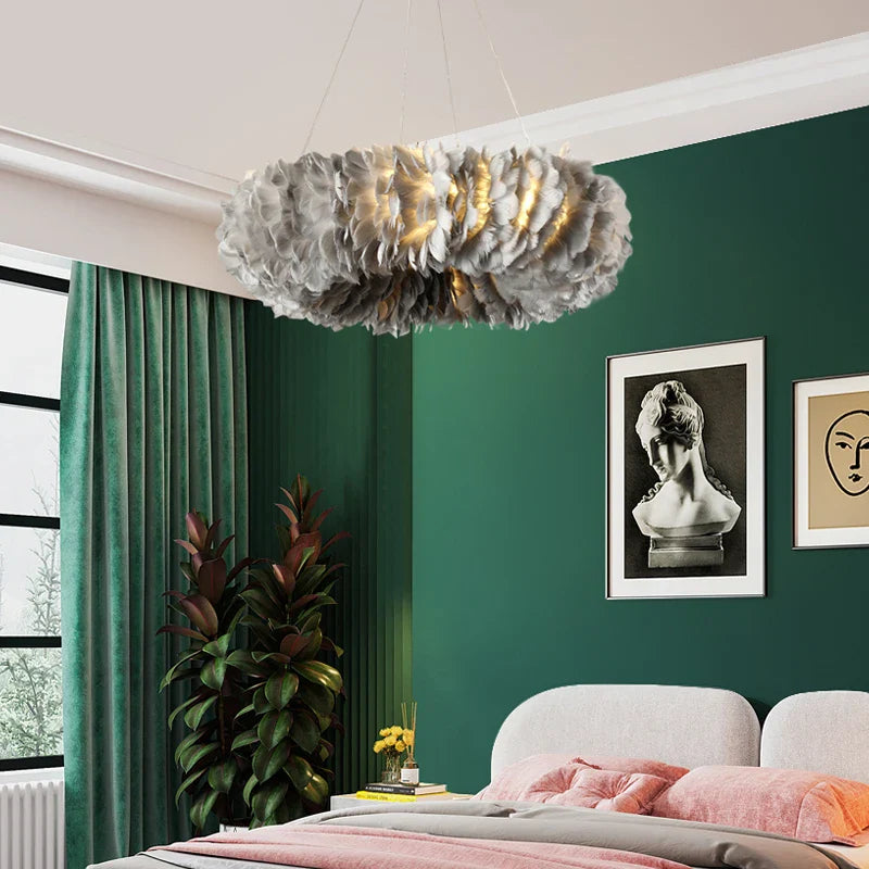 Nordic Design Feather Chandelier by Axyaa for Kids Bedroom and Restaurant