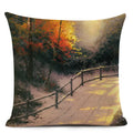 Axyaa City Landscape Oil Painting Cushion Cover | Autumn Winter Art Decor Pillow Case