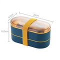 Axyaa Double Layer Lunch Box with Fork and Spoon - Microwave Safe Bento Box for Healthy Meals