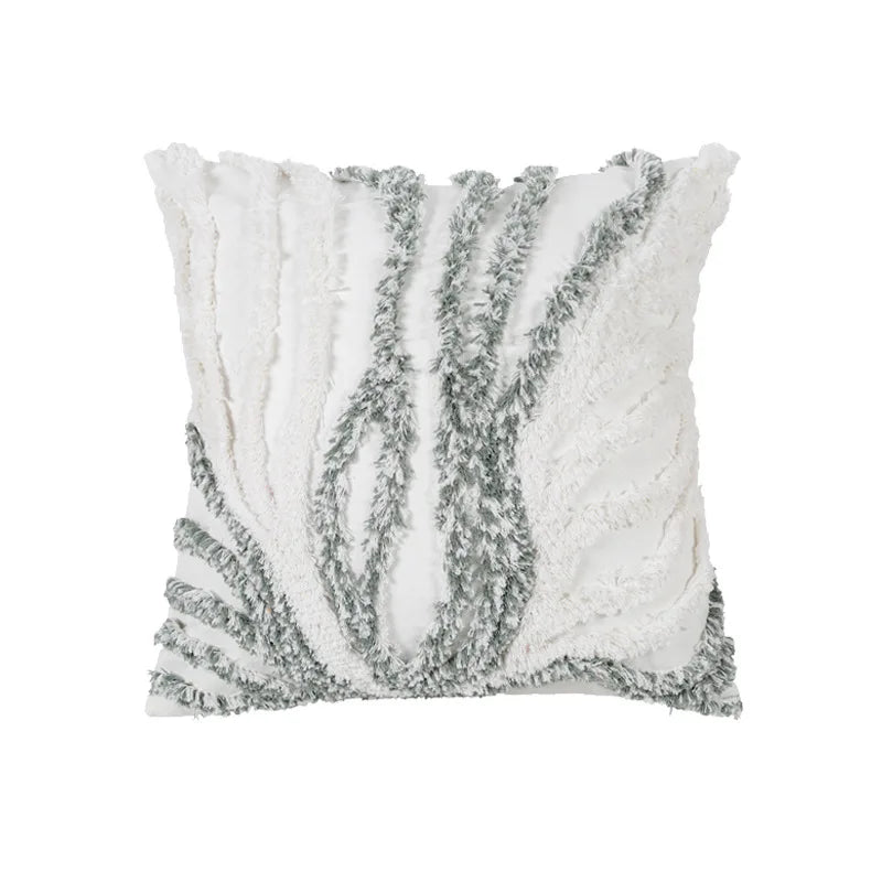 Beige Grey Tufted Coral Pillow Cover by Axyaa for Stylish Home Decor
