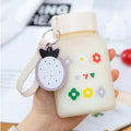 Axyaa Cute Flowers Glass Water Bottle: Creative, Leakproof, Portable, Fresh Design for Female Students