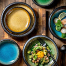Axya Kiln Ice Glaze Ceramic Sushi Plate - Japanese Style Dish for Sashimi & Salad