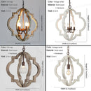 Axyaa Retro White Wooden Chandelier with 4 Lights