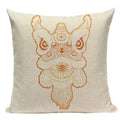 Axyaa Cartoon Tiger Lion Dance Pillow Case Cover for Bed Sofa Decoration