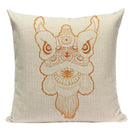 Axyaa Cartoon Tiger Lion Dance Pillow Case Cover for Bed Sofa Decoration