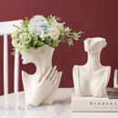Axyaa Abstract Human Face Ceramic Vase - Artistic Handicraft Ornaments