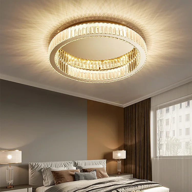 Axyaa Crystal Circle LED Ceiling Chandelier for Modern Living Room & Bedroom