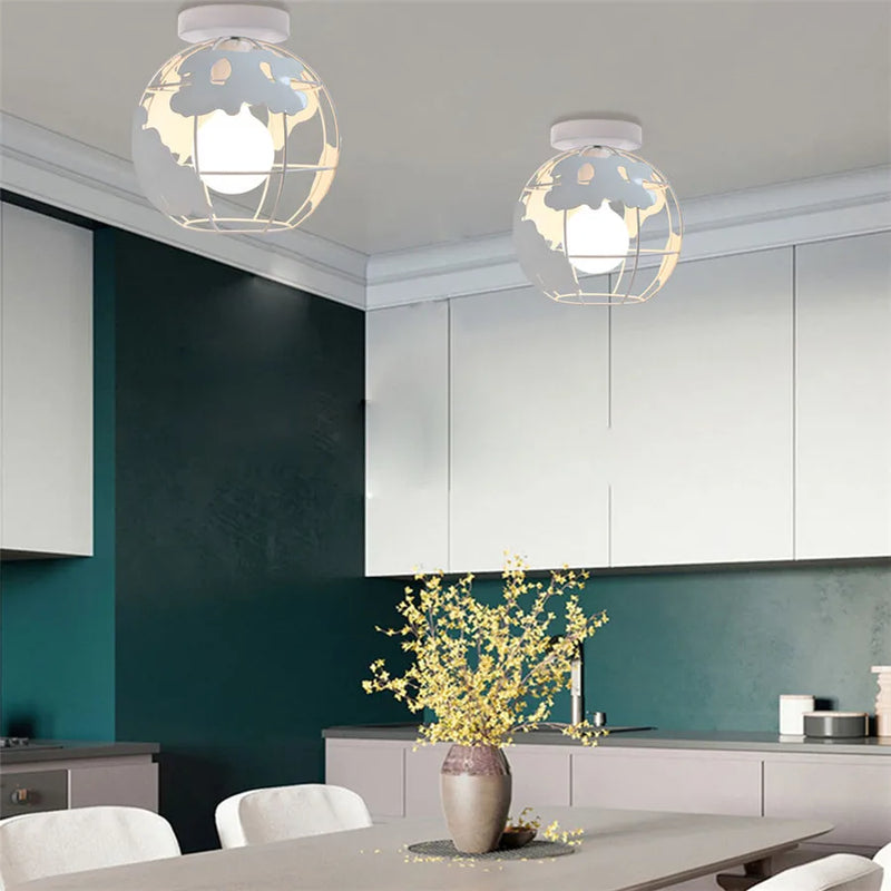 Geometric Iron Cage Ceiling Light by Axyaa: Modern Nordic Design for Home Decor