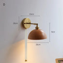 Axyaa Modern Wood Wall Light with Pull Chain Switch & LED Sconce