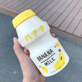 Axyaa Frosted Plastic Fruit Water Bottle 480ml Cute Leakproof Kawaii Milk Carton Shape