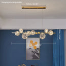 Axyaa Clear Glass Ball Circle Chandelier: Modern Gold LED Lighting for Romantic Living Room