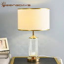 Axyaa Clear Crystal Glass LED Table Lamp for Bedroom and Living Room
