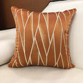 Axyaa Ivory Orange Geometric Faux Silk Pillow Case Cover 45x45cm/30x48cm