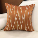 Axyaa Ivory Orange Geometric Faux Silk Pillow Case Cover 45x45cm/30x48cm