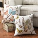 Axyaa Floral Country Style Butterfly Cushion Cover, 45x45cm, Home Decoration