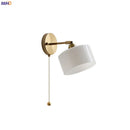 Axyaa Milk Glass LED Wall Light with Pull Chain Switch - Modern Nordic Copper Wall Beside Lamp