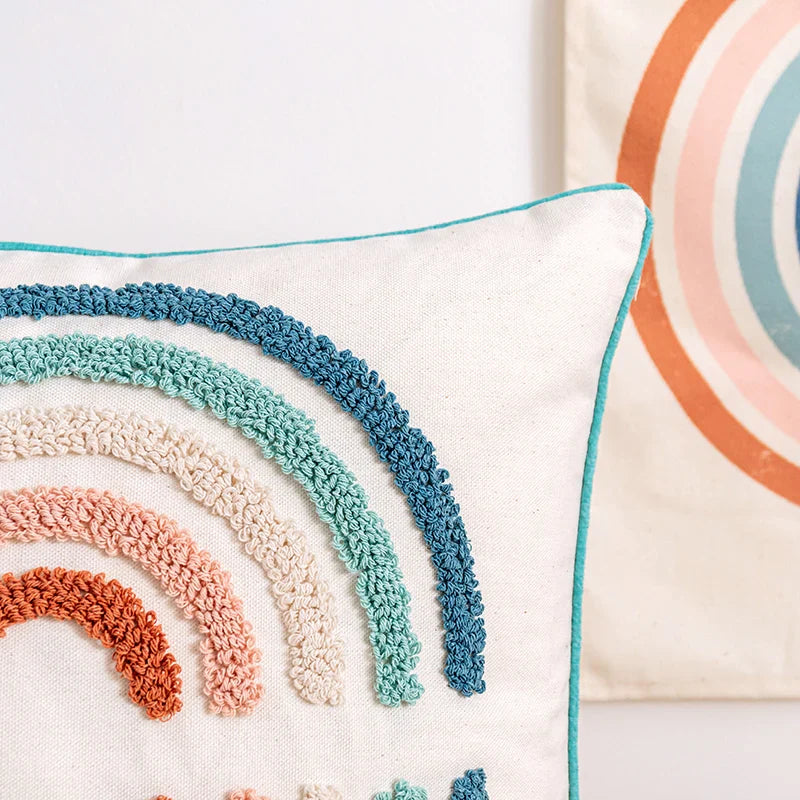 Floral Rainbow Cushion Cover by Axyaa - 45x45cm/30x50cm Loop Tufting Home Décor
