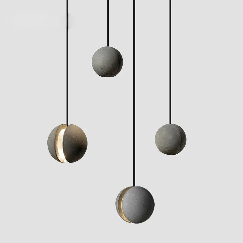Axyaa Moon Cement Pendant Light: Industrial Style Minimalist Decor