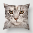 Axyaa Cat Face Print Throw Pillow Cover for Home Sofa Decor