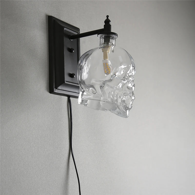 Axya Skull Glass Wall Lamp - Modern Industrial Vintage LED Sconce Light