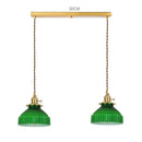 Axyaa Green Glass LED Pendant Light with Wood Hangle & Copper Socket