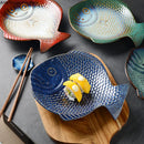 Axya Ceramic Dining Set: Fish Shape Plates, Bowls, and Trays for Sushi, Salad, Steak