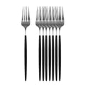 Axyaa Black Gold Dinner Fork Set - Stainless Steel Silverware Flatware Tableware