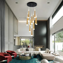 Axyaa LED Spiral Chandelier Black Chrome Gold Lighting Indoor Living Stairwell