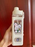 Axyaa Kawaii Shaker Bottle 700ml/900ml Straw Cute BPA-Free Plastic Gourde