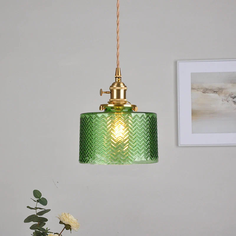 Axyaa Japanese LED Glass Pendant Lamp Modern Hanging Light for Home Decor