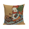 Christmas Santa Deer Pattern Cushion Cover for Festive Home Decor - Axyaa