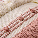 Axyaa Navy Pink Boho Tassel Cushion Cover 45x45cm Handmade Cotton Woven Decor