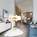 Axyaa Glass Pendant Light: Nordic LED Circular Kitchen Lamp White Glass Bedroom Decor
