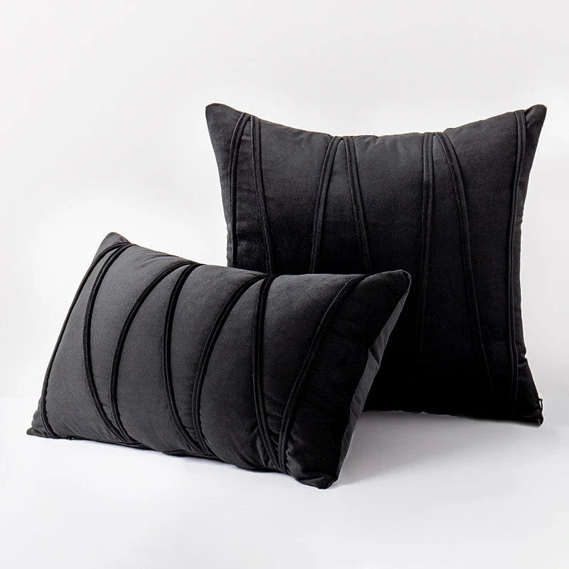 Blue Velvet Cushion Cover Set 18x18" - Axyaa Decorative Pillows for Living Room