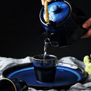 Axya Blue Ceramic Tea Kettle Set - Japanese Kiln Glaze Teaware Set
