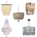 Axyaa White Wood Bead Chandelier for Bedroom Living Room Kitchen Vintage Style