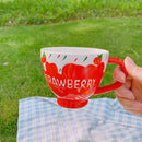 Axyaa Strawberry Milk Ceramic Bowls: Cute Large Salad & Breakfast Cup, Gift for Girls