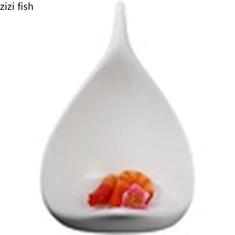 Axya Ceramic Abstract Art Dinner Plate - Modern White Kitchen Tableware