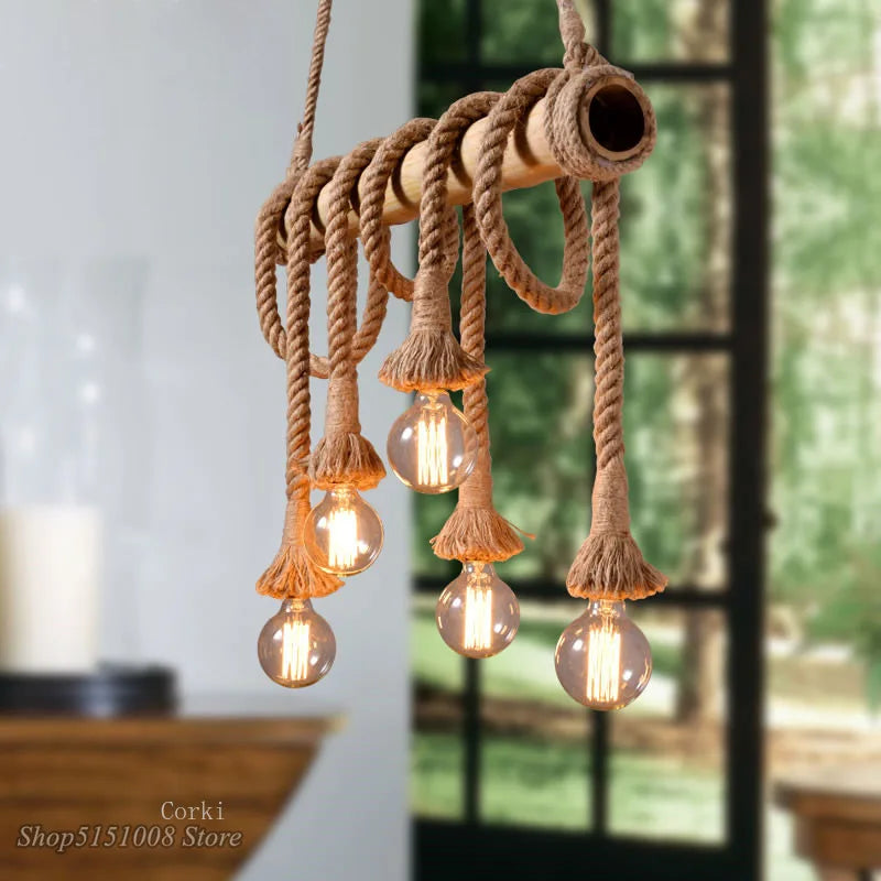 Bamboo Pendant Lights by Axyaa - Unique Loft Lighting for Kitchen and Bar Decor