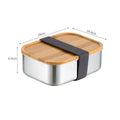Axyaa Stainless-Steel Bento Box with Wooden Lid: Leak-Proof Food Container