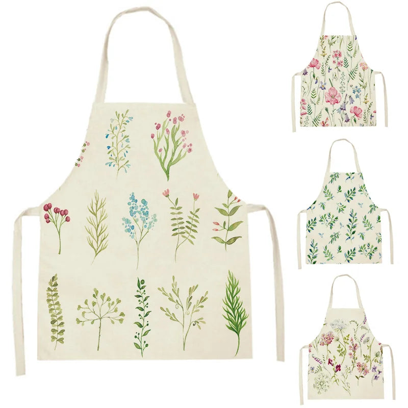 Axyaa Green Leaves Kitchen Apron - Elegant Floral Cooking & Baking Chef Apron