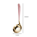 Axyaa Stainless Steel Soup Spoon with Long Handle and Colander - Golden