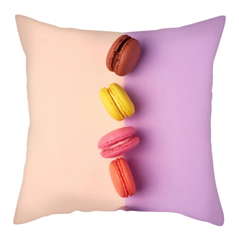 Axyaa Biscuits Cake Print Decor Pillow Cover for Home Sofa Decoration