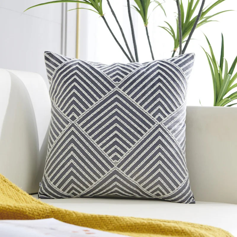 Axyaa Velvet Cushion Cover 45x45cm Nordic Style Embroidered Home Decor Pillow
