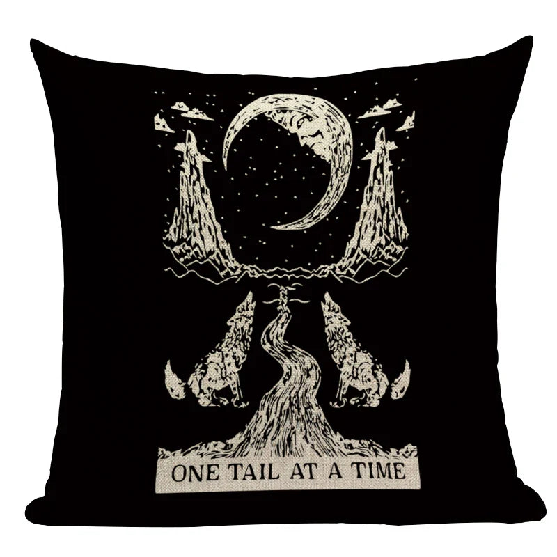 Axyaa Mexico Skull Decor Pillow Cover - Black Tarot Horror Ghost Home Decor