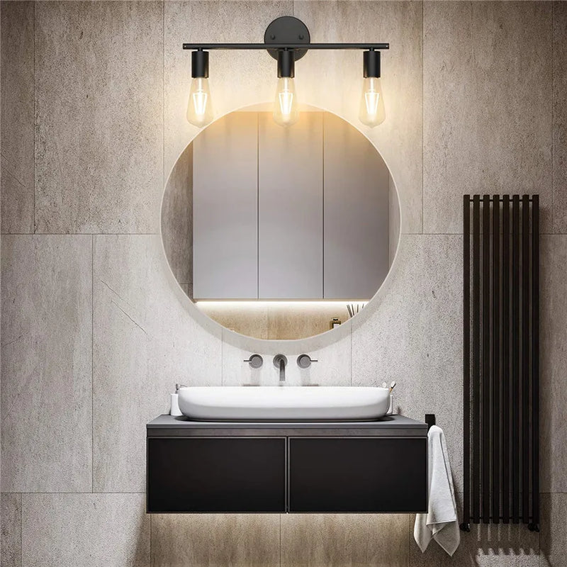 Axyaa Black Metal Bathroom Mirror Wall Lamp for Modern Indoor Decor